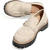 Women's Black Platform Loafers with Lug Sole Chunky Heels Penny Loafer Comfortable Slip On Office Business Casual Dress Shoes