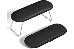 AORAEM Nail Arm Rest, Foldable Leather Nail Arm Rest with Non-slip Sleeve, Internal Sponge Filled Arm Rest Pillow with Metal Bracket, Nail Hand Rest for Home Use and Nail Salon Use (Black)