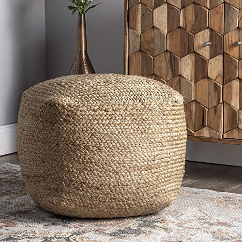 nuLOOM Cork Braided Solid Jute Ottoman Pouf, Natural Pricepulse