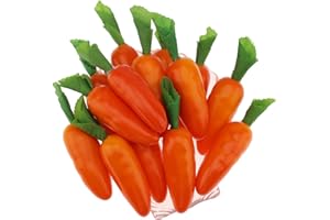 Woration 20pcs Mini Easter Fake Carrots Plastic Artificial Small Carrots Ornaments Realistic Vegetable Food Models Photo Props for Home Kitchen Party Decorations