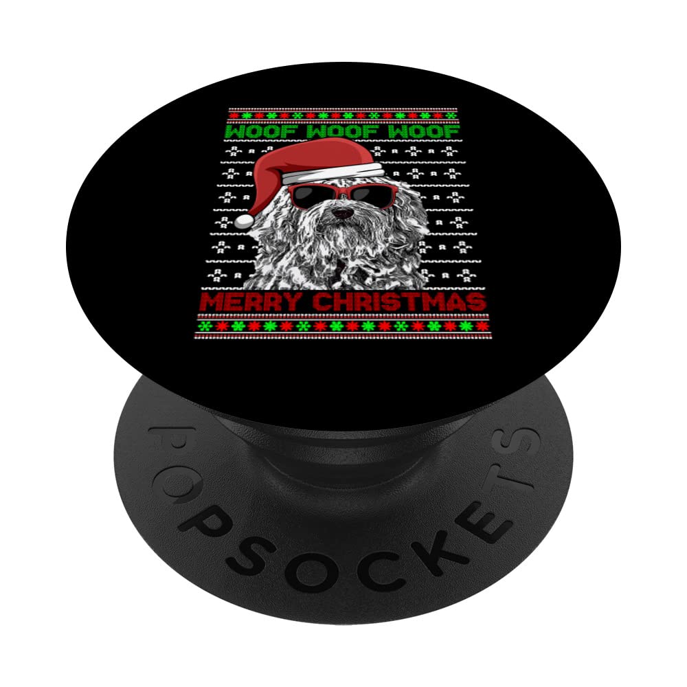 Pulik Dog Funny Woof Merry Christmas PopSockets Swappable PopGrip