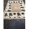 Palm Tree Modern Area Rug Tropical Beige & Green Design 729 (8 Feet X 10 Feet)