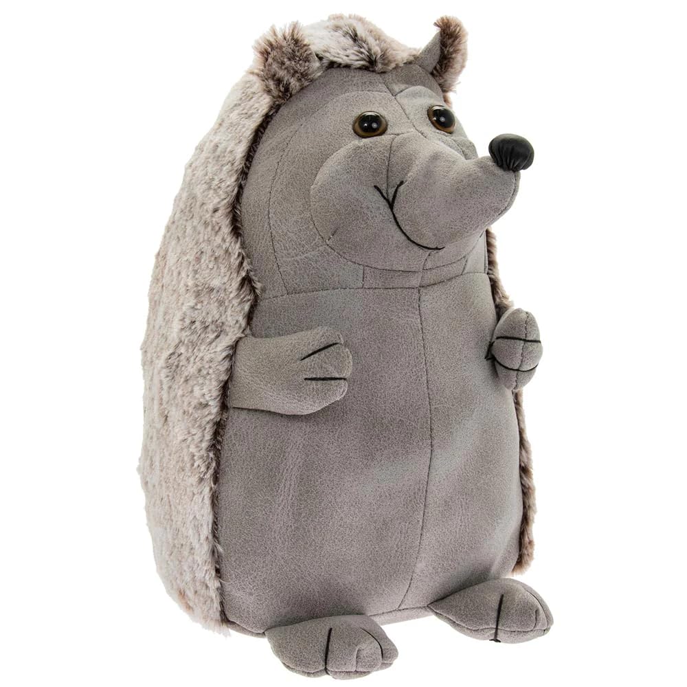 Faux Grey Leather Hedgehog Doorstop