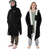 Donfri Winter Warm Swim Parka Men Women Youth Waterproof Windproof, Swimm Coat with TPU & Sherpa Lined, Hooded Changing Robe Surf Poncho