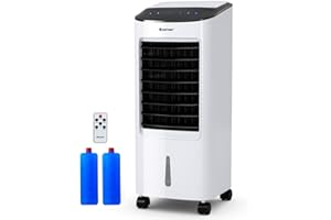 COSTWAY Evaporative Cooler, Portable Air Cooler with LED Display, Remote Control, 7.5-Hour Timing Function, for Home & Office