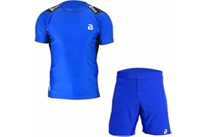 2BOLD MMA, BJJ Short Sleeve Compression Shirt For Men, Jiu Jitsu Shorts 2PC Moisture Wicking Gym Set