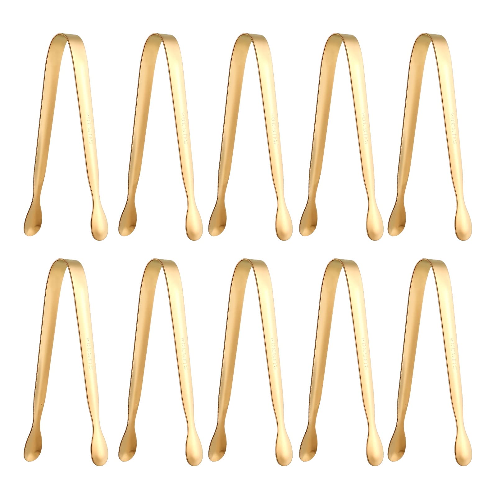 Ice Tongs Sugar Tongs, Small Stainless Steel Mini Serving Appetizers Tongs for Party Coffee Tea Wine Bar Kitchen (Golden, 6)