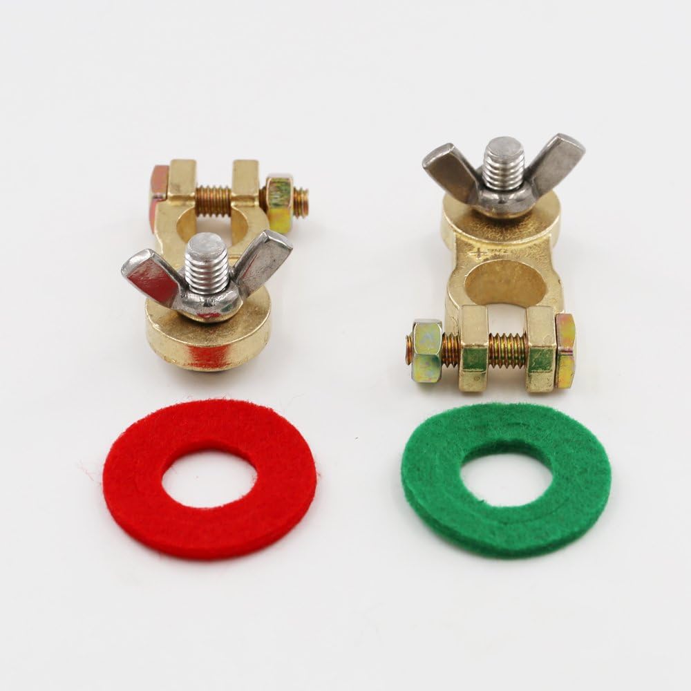 UTSAUTO Thickened Brass Battery Terminal Set 2Pcs Positive & Negative Car Battery Terminal Connectors Clamp For Truck Van Marine Boat Max Current 300A: Automotive