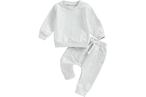 MAYUMMPY Baby Boys Girl Solid Color Outfit Sweatsuit Crewneck Sweatshirt Sweatpants Pants Set Fall Winter Clothes