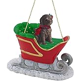 Conversation Concepts Labradoodle Sleigh Ride Christmas Ornament - Delightful, Chocolate