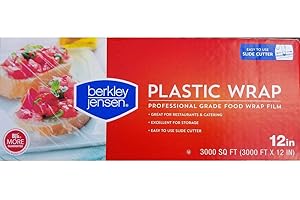 Berkley Jensen Professional Plastic Wrap with Cutter Slide 3000 Foot X 12 Inches Food Service Film