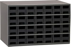 Akro-Mils 19228 17-Inch W by 11-Inch H by 11-Inch D 28 Drawer Steel Parts Storage Hardware and Craft Cabinet, Black Drawers