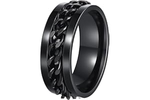 Udolfly Mens Fidget Rings Anxiety Spinner Rings for Men Classic Chain Rings for Women Adults Titanium Steel Ring