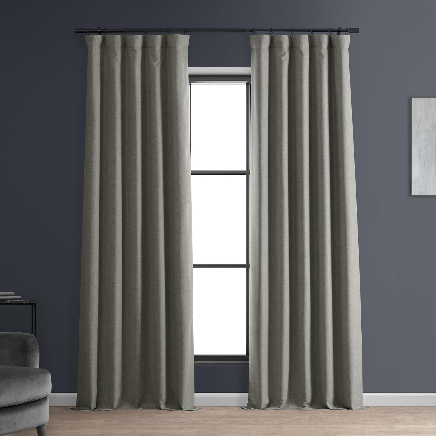 HPD Half Price Drapes Solid Thermal Insulated Blackout Curtains for Bedroom 108 Inches Long Curtain (1 Panel) Signature Blackout Linen Window Curtains for Living Room, 50W x 108L, Destination Slate