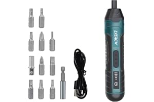 Cordless Electric Screwdriver Set, 4V Power Screwdriver with 12PCS Accessories, USB Rechargeable Battery, LED Light, 4 Gear T