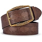 Bounzhi Western Belt for Women Cowboys Cowgirls Leather Belt Vintage Country Belts for Jeans