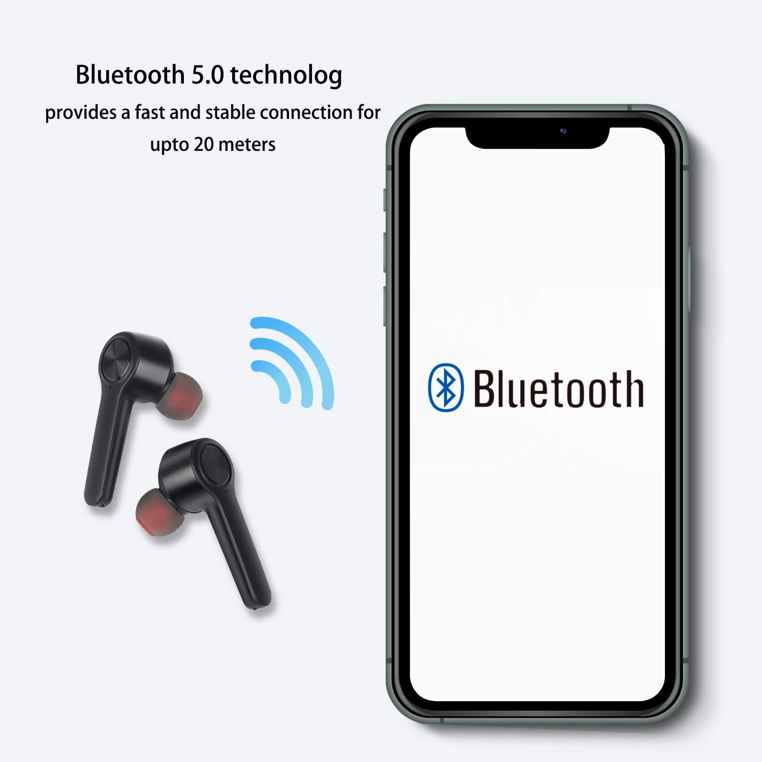 Lenovo HT20 True Wireless Earbuds, Bluetooth 5.0, IPX5 Sweat and Water Resistant, Microphone, In-Ear Earphones, Bass Control, Fast Recharge with Magnetic Charging Case, Black - Image 4