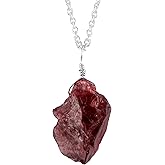 NJCRAFT Raw Gemstone Pendant Necklace for Women |Natural Healing Crystal Rough Pendant 15–25 Carat | 8–14 mm Stone |Silver Plated Chain 16+2 Inch Adjustable | Gift Jewelry