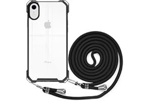BEIMEITU Crossbody Strap Phone Case for iPhone xr, Crossbody Cover with Neck Cord Strap,Transparent Clear PC Lanyard Phone Case for iPhone xr