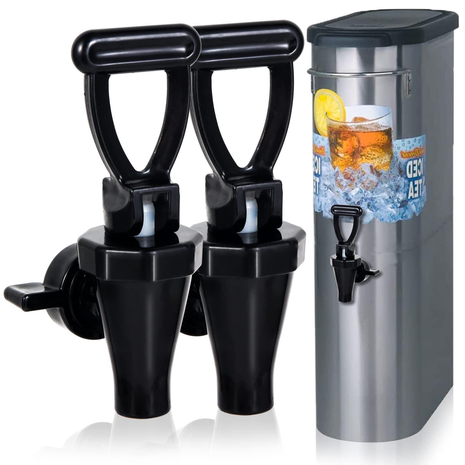 Photo 1 of 03260.0002 Replacement Faucet Kit for Ice Tea Dispenser, Water Dispenser Replacement Parts for Tea Urn, Tea Faucet Kit with 2 Wing Nut and 2 C-Ring (2Pack)