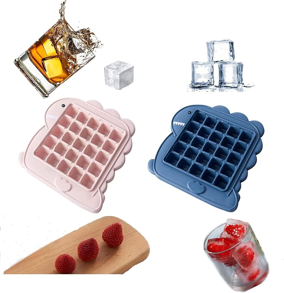 RONGRUO Ice Trays Cartoon Small Ice Cube Trays Set of 2 Square Ice Cube