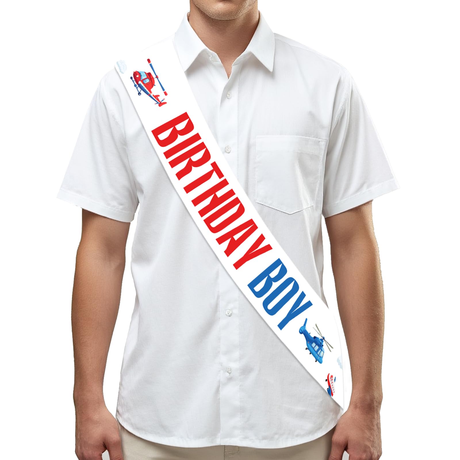 Diartpaint Airplane Theme Birthday Sash Blue and Red Bday Party Favors Aviation Satin Sash for Birthday Boy Airline and Pilot Party Supplies Sashes for Bday Baby Shower Photo Props