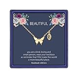 MONOOC Butterfly Necklace, Dainty Small Gold