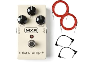 BRISKDROP MXR M233 Micro Amp + Guitar Effects Pedal Bundle with 2 Instrument Cables and 2 Patch Cables