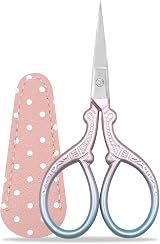 SwirlColor Embroidery Scissors Small Stainless Steel with Pink Faux Leather view 1