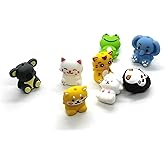 8PCS 3D Animals Silicone Beads, Tiger Koala Elephant Focal Beads, Silicone Bead for Keychain Making, Loose Beads Bulk for Pens DIY Handmade Crafts Necklace Bracelet Lanyard
