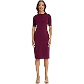 Donna Morgan Womens Curved Waist Seam Crepe Workwear Dress Career Office Desk to Dinner Event Occasion Guest of