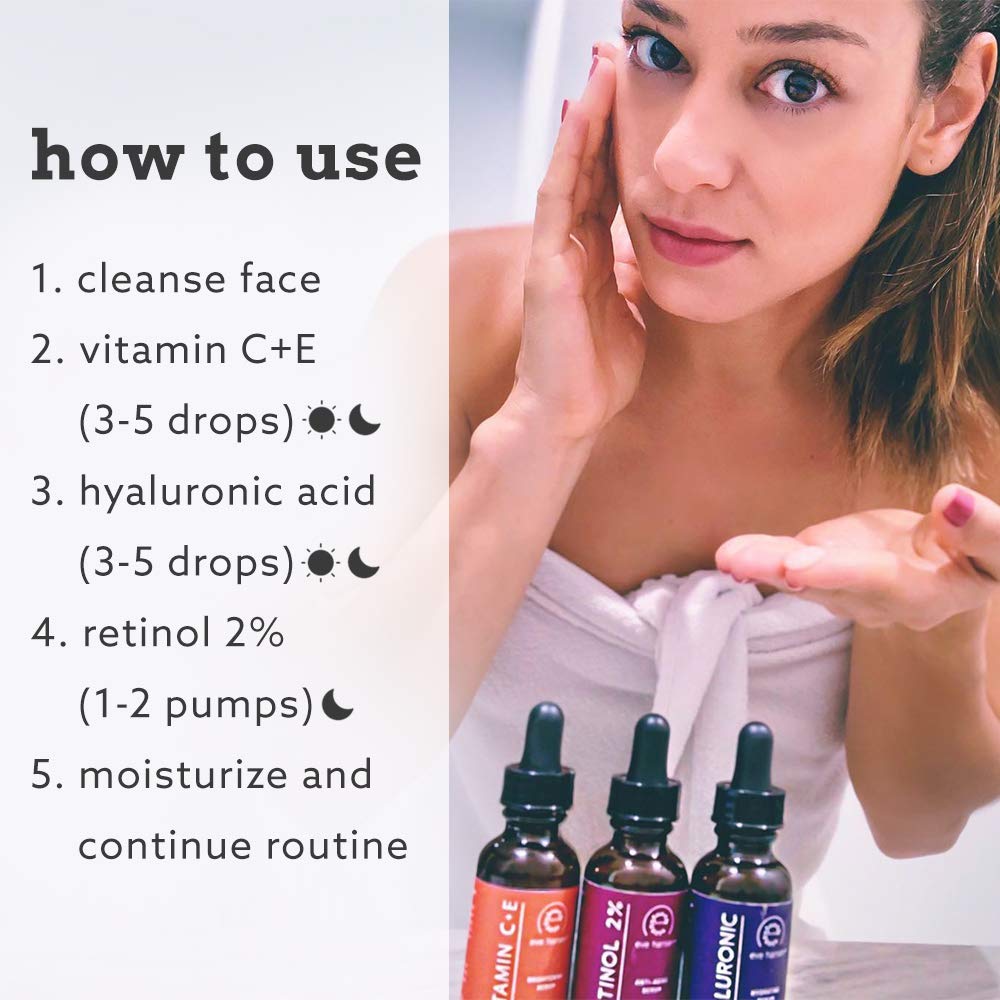 Eve Hansen Anti-Aging Serum Set | Vitamin C Serum, Hyaluronic Acid Serum, Retinol Serum | Brightening Serum, Anti Wrinkle Serum, Dark Spot Corrector for Face, Acne Scars, Pore Minimizer | 3x1 oz: Beauty