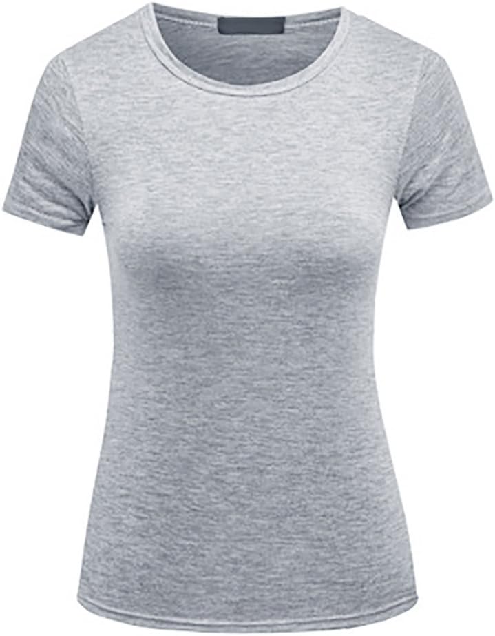 YCQUE Women's Simple Wild Summer Solid Color O-Neck Short-Sleeved Shirt Casual T-Shirt Top