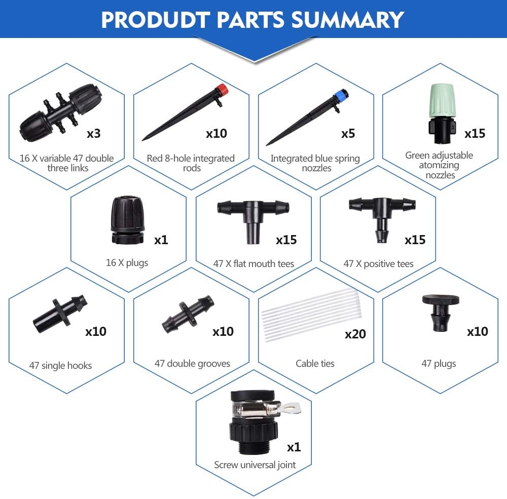 Innoo Tech 138FT/42M Drip Irrigation Kit Sprinkler System with 1/4" Blank Distribution Tubing Watering Drip Kit/DIY Saving Water Automatic Irrigation Equipment Set for Garden Greenhouse, Lawn : Garden & Outdoor