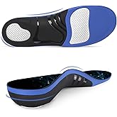 Plantar Fasciitis Insoles, 220+ lbs High Arch Support Inserts for Men Women, Pain Relief Orthotic Heavy Duty Flat Feet Athletic Work Boot Insoles Standing All Day, Blue - M