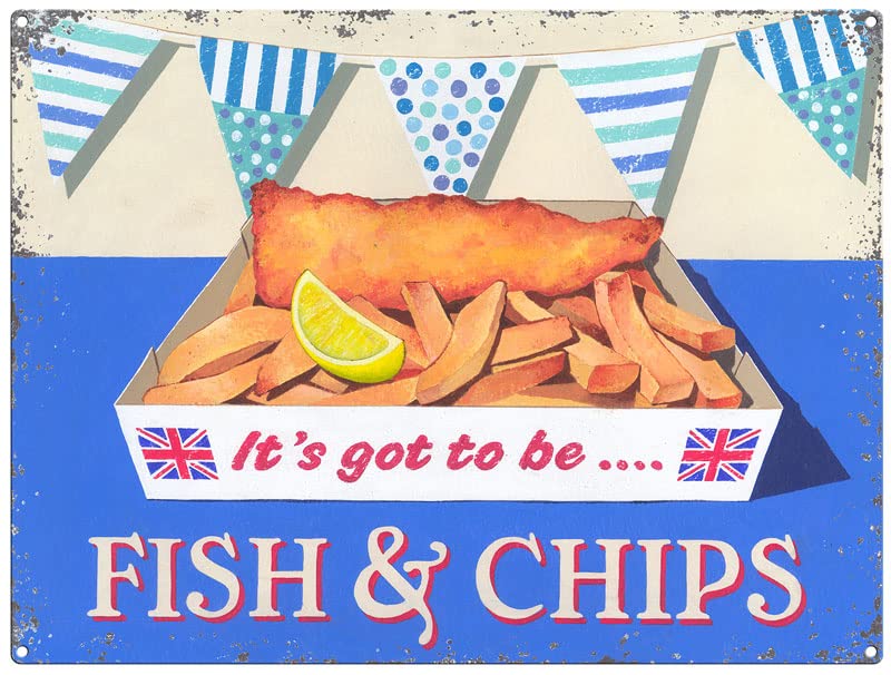 Small (150 x 200mm) Metal Sign - Fish and Chips