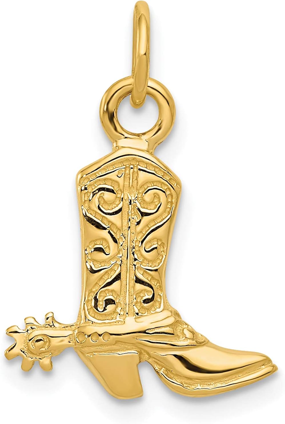 14k Yellow Gold 3D Cowboy Boot Pendant Jewelry