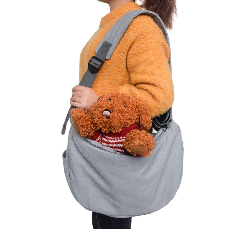 Namvo Travelling Pet Carrier Bag, Adjustable Padded Strap Front Pouch Canvas Shoulder Bag for Dogs and Cats (Grey)