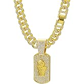 Tosnyr Miami Cuban Link Chain for Men Women, Gold/Silver Plated Diamond Necklace, Iced Out Hip Hop Jewelry Gift,13MM Width 20 Inch