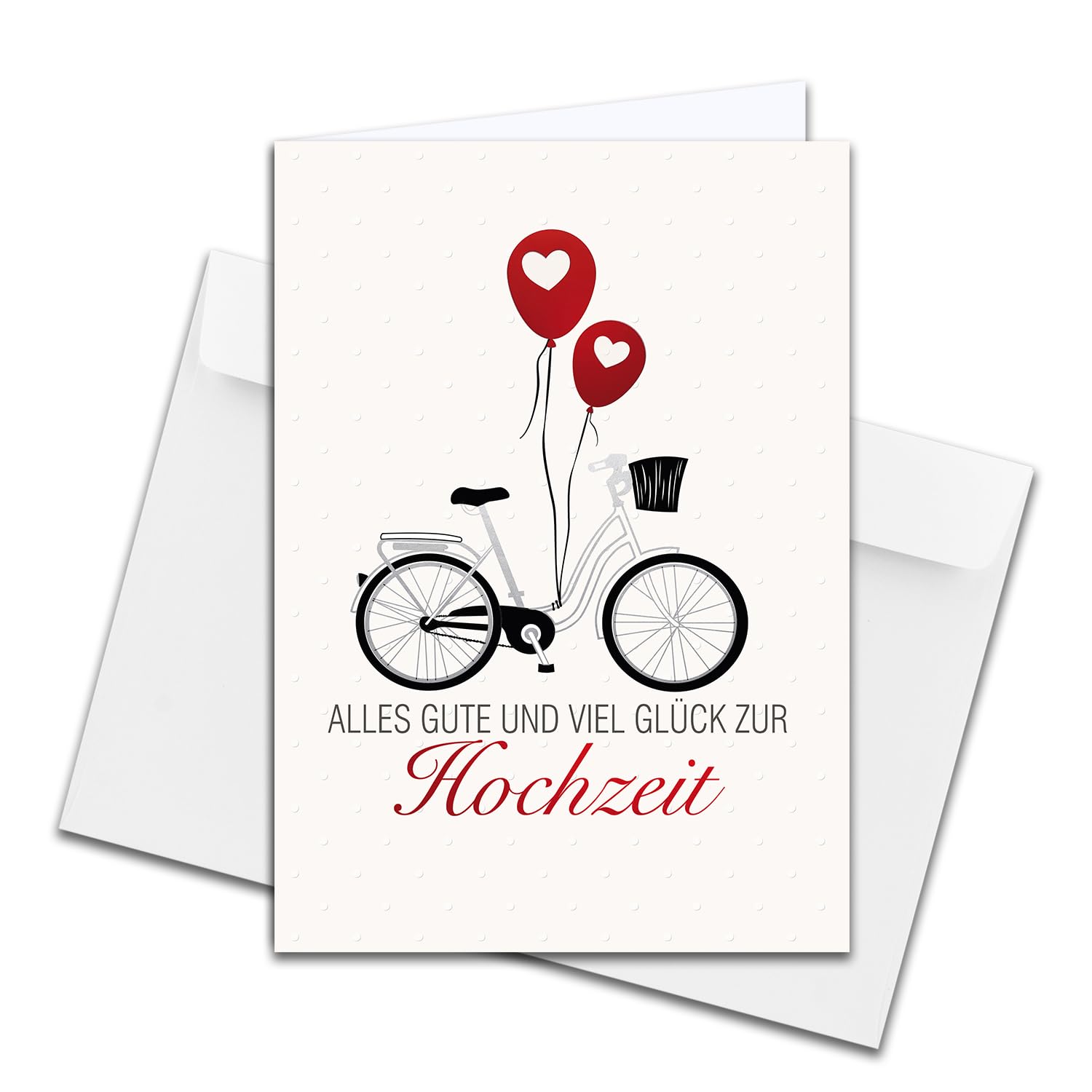 XXL wedding congratulations card, DIN A4 - large wedding card - 1 piece - set with large envelope DIN C4 - bicycle with balloon