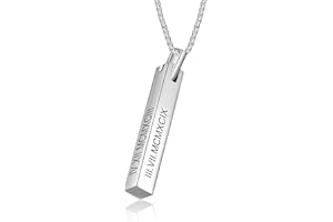 Personalized 4-Sided Bar Necklace – Custom Vertical Pendant with Engraved Names, Initials, Dates or Coordinates – Meaningful 
