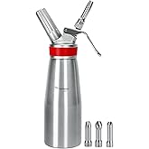 Whipped Cream Dispenser Professional Whip Cream Canister Whipped Cream Maker with 3 Decorating Stainless Nozzles - N2o Charge