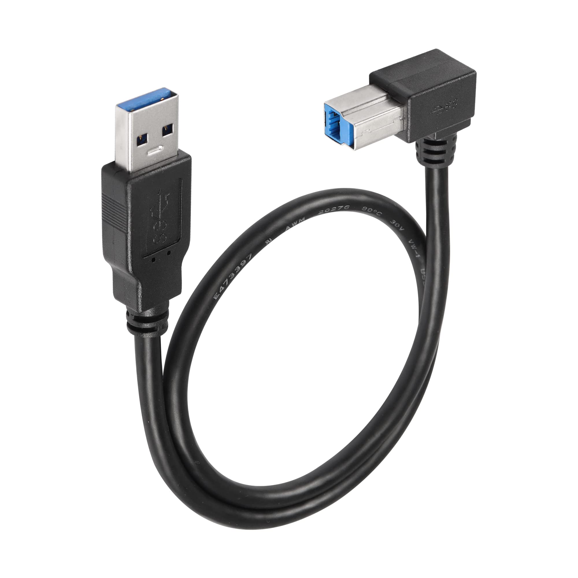 SinLoon USB 3.0 Printer Cable 90 Degree USB 3.0 Type A Male to Type B Male Plug High Speed Printer Cable for Hard Disk Drive,Printers,Scanner,USB Hub,Monitor and More (Left)