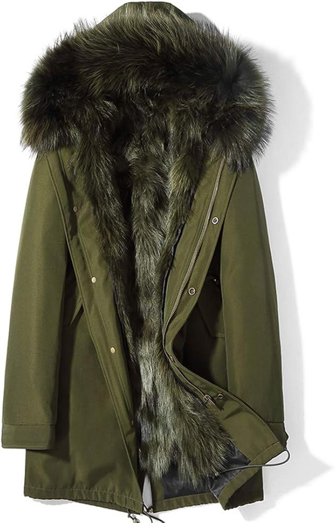 Amazon Jcstory モッズコート メンズ ファーコート 黒 アーミーグリーン リアルファー ライナー付き 取り外し可 裏ボア ミリタリージャケット 毛皮コート ふわふわ 防寒 暖かッコイイアウター 暖かい 防寒 緑 緑ファー 165 コート ジャケット 通販