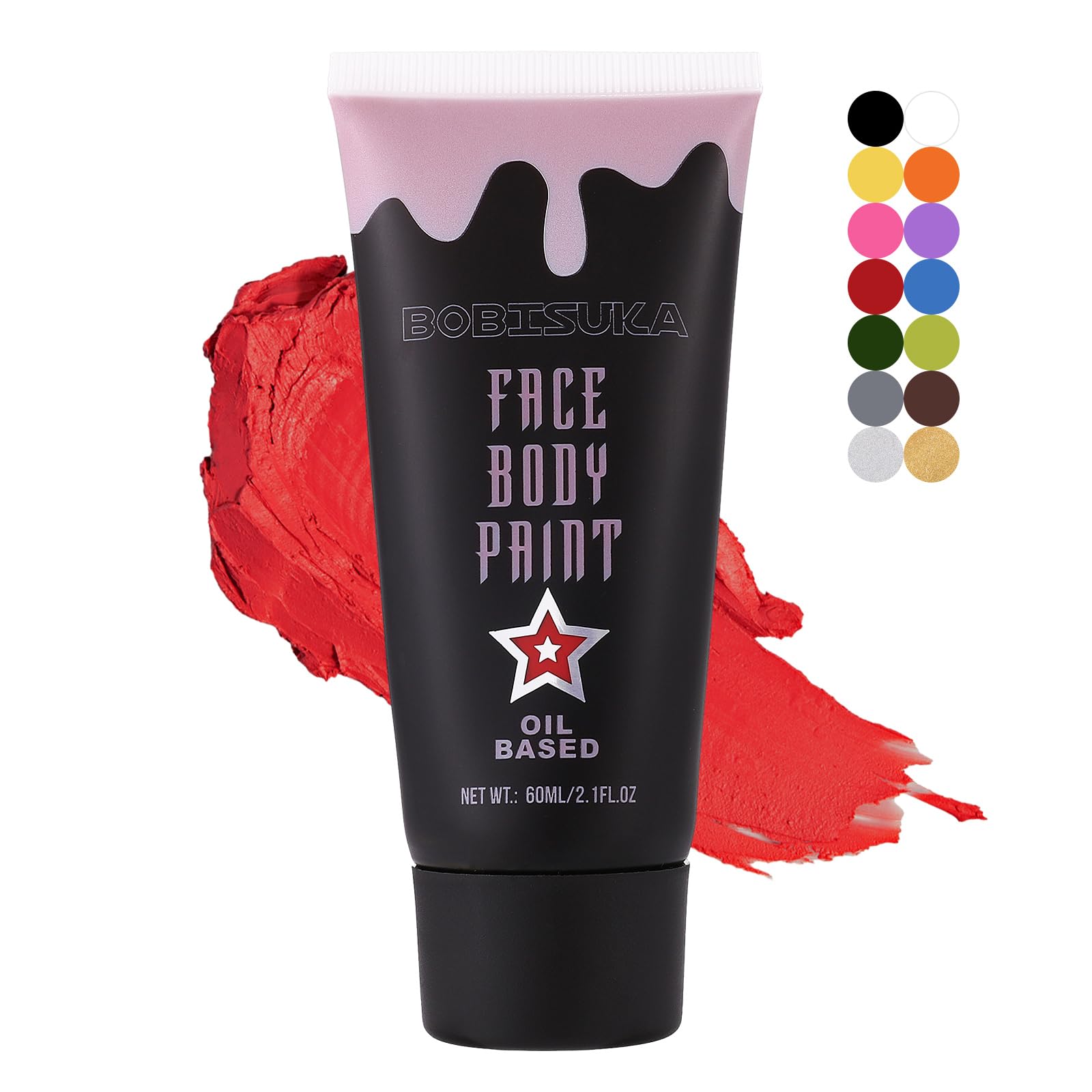 Photo 1 of BOBISUKA Red Face Paint, Blendable Cream Body Painting Kit, Eye Black for Sports, Facepaint for Clown Joker Demon Devil Vampire Halloween Makeup, Cosplay, Costume, Parties, Stage, Theater
