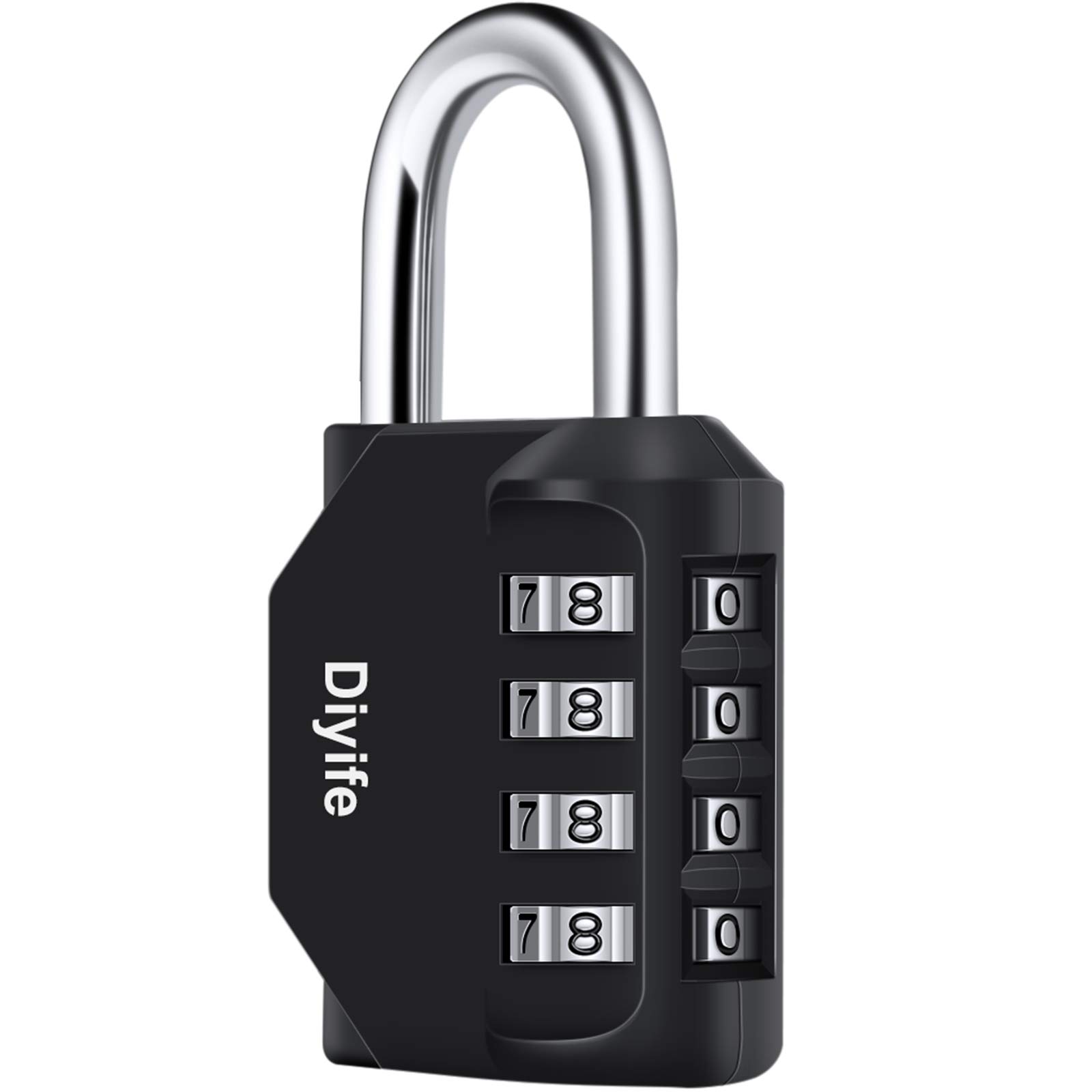 Combination Padlock, Diyife Heavy Duty 4 Digit Padlock Weatherproof Outdoor Locker Padlock for School Gym Locker, Shed, Fence, Hasp, Garage, Gate, Toolbox, Door (Black) — image 1