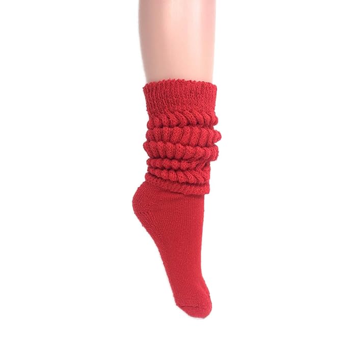 Women's Extra Long Heavy Slouch Cotton Socks Made in USA Size 9 to 11