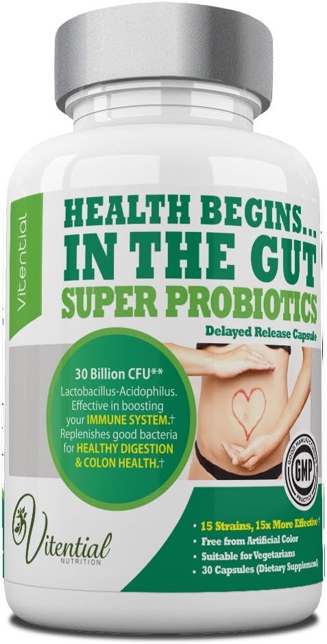 Acidophilus Probiotic Supplements for Women and Men 30 Billion CFUs (30 Capsules) Introductory Offer Probiotic from Vitential Nutrition