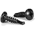 #8 x 5/8" Sheet Metal Screws 100Pcs 410 Stainless Steel Pan Head Tek Screws Fast Self Tapping Screws Black Oxide by SG TZH