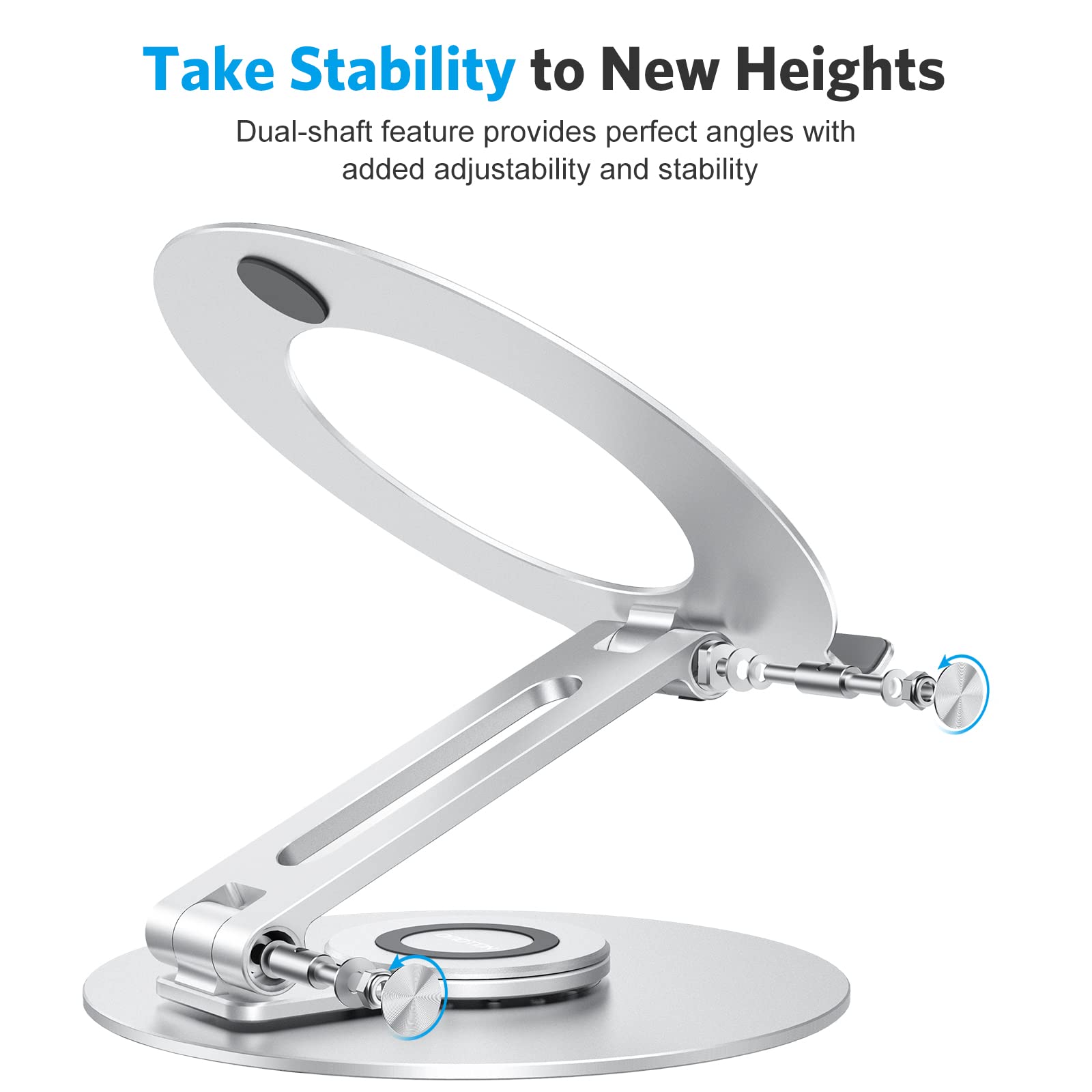 Adjustable Laptop Stand with 360 Rotating Base, OMOTON Ergonomic Laptop Riser for Collaborative Work, Dual Rotary Shaft Fully Foldable for Easy Storage, Fits MacBook / All Laptops up to 16 inches - Image 8